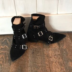 Steven Madden black suede ankle boots.